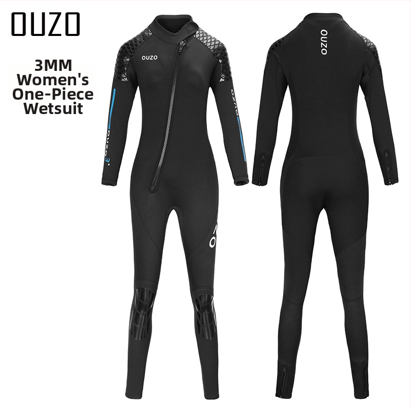 Jednodielny 3 mm neoprénový oblek s dlhými rukávmi, teplý pre potápanie a šnorchlovanie