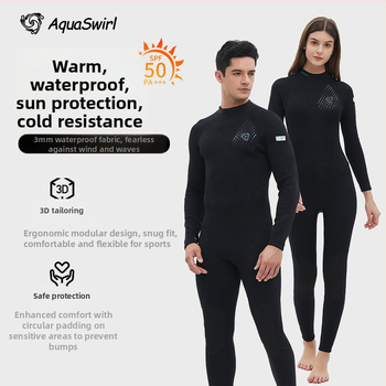 3mm unisex kompletný potápačský oblek s dlhými rukávmi, SCR neoprén 90% + nylon 10%, tepelná ochrana, vhodný pre všetky ročné obdobia