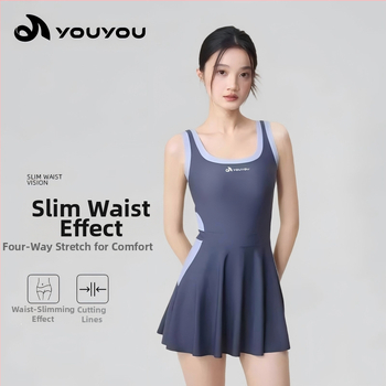 Ženské jednodielne plavky so sukňovým štýlom, s vstavanými vypchávkami na prsia, bez kovovej podpory, polyester-spandex materiál 85%