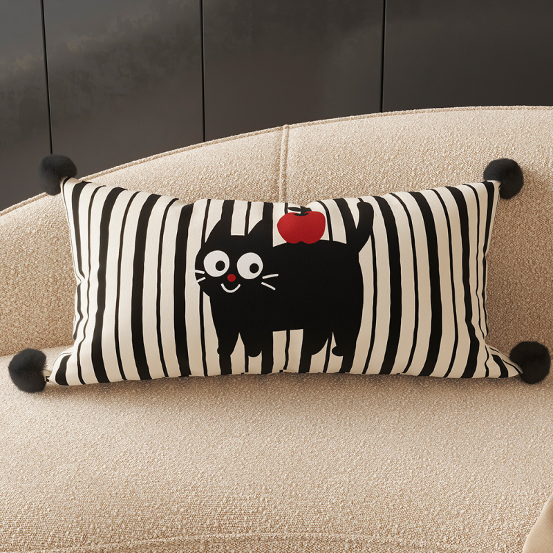 Vankúš objatia s mačacou labkou – dlhý pás, vonkajšia látka polyester, výplň PP bavlna, potlačený vzor, škandinávsky štýl