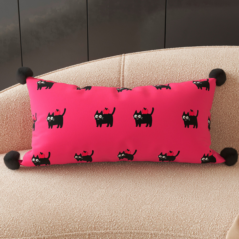 Vankúš objatia s mačacou labkou – dlhý pás, vonkajšia látka polyester, výplň PP bavlna, potlačený vzor, škandinávsky štýl