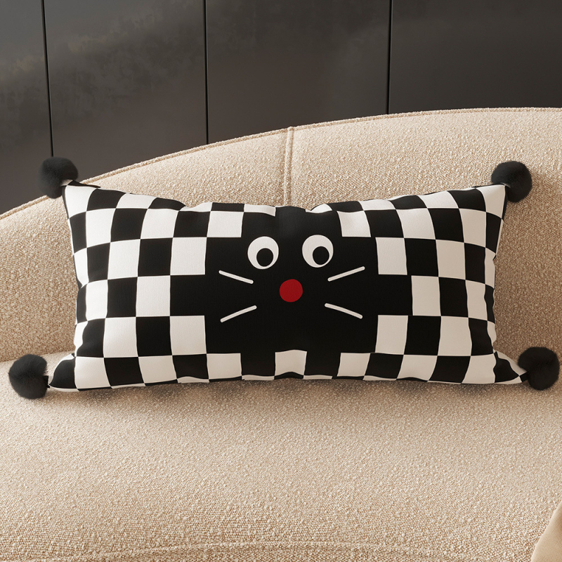 Vankúš objatia s mačacou labkou – dlhý pás, vonkajšia látka polyester, výplň PP bavlna, potlačený vzor, škandinávsky štýl