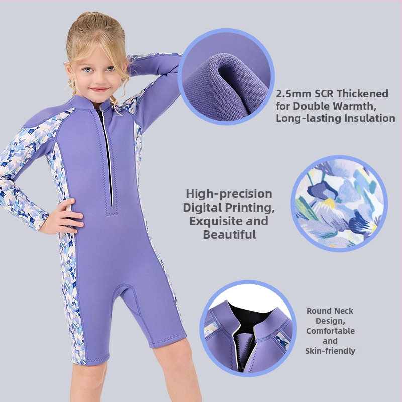 Detský 2,5 mm neoprenový oblek, unisex, vodotesný, ochrana pred slnkom, karikatúrny vzor