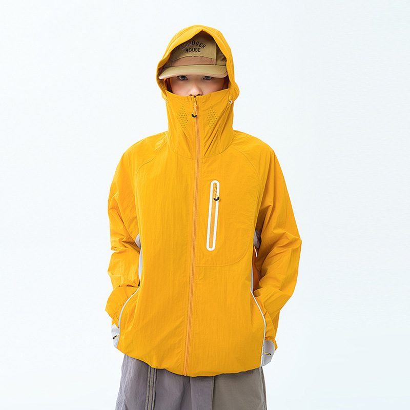 Woodpecker unisex najlon windbreaker s UV zaštitom UPF50+, kapuljačom, brzo se suši, prozračna, lagana