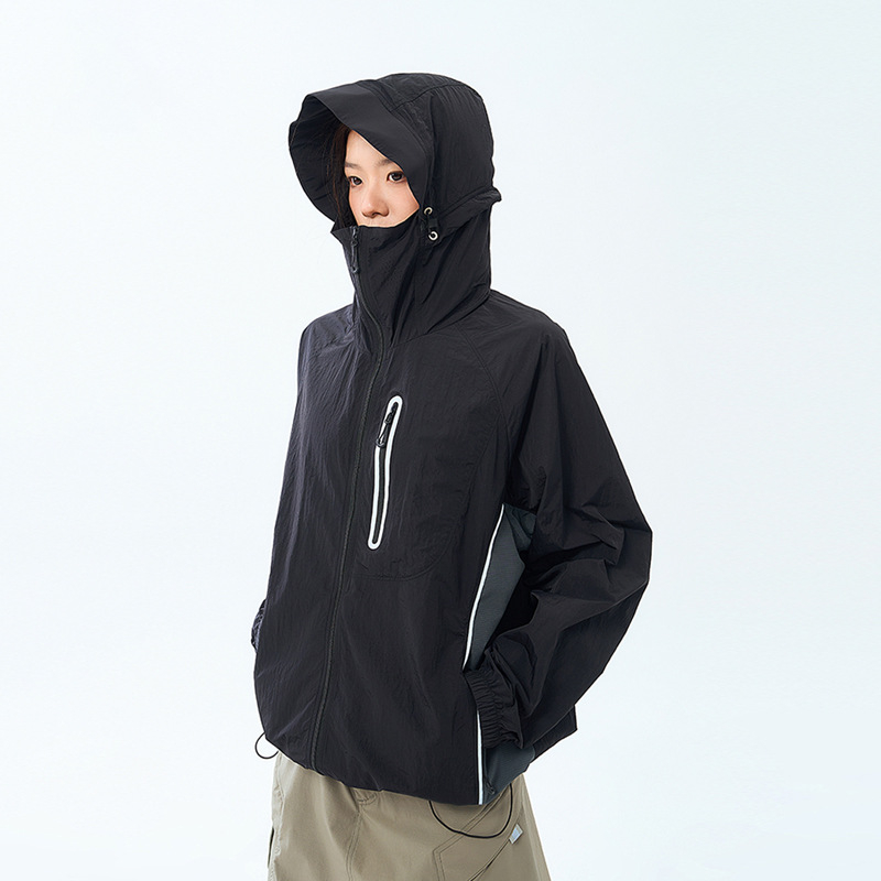 Woodpecker unisex najlon windbreaker s UV zaštitom UPF50+, kapuljačom, brzo se suši, prozračna, lagana
