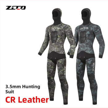 Dvojdielny neoprenový oblek na potápanie, 3,5 mm, maskovací vzor, udržiava teplo