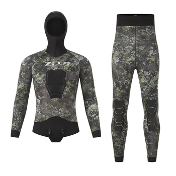 Dvojdielny neoprenový oblek na potápanie, 3,5 mm, maskovací vzor, udržiava teplo