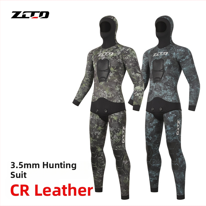 Dvojdielny neoprenový oblek na potápanie, 3,5 mm, maskovací vzor, udržiava teplo