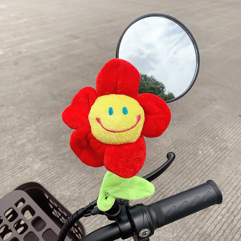 Slnečnicová ozdoba na spätné zrkadlo pre elektrické autá a motocykle so milým úsmevom