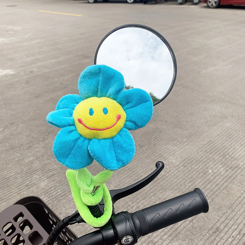 Slnečnicová ozdoba na spätné zrkadlo pre elektrické autá a motocykle so milým úsmevom