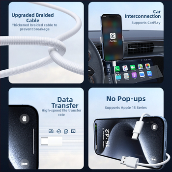 USB-C υφασμάτινο καλώδιο γρήγορης φόρτισης, 35W μέγιστη ισχύς, με μία υποδοχή, για αυτοκινητικό σύστημα πληροφόρησης και ψυχαγωγίας