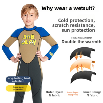 Vaikų SCR neopreno plaukimo kombinezonas su UV apsauga, karikatūros raštas, prekė Sabolay/Shark Baolai