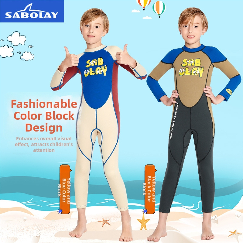 Vaikų SCR neopreno plaukimo kombinezonas su UV apsauga, karikatūros raštas, prekė Sabolay/Shark Baolai