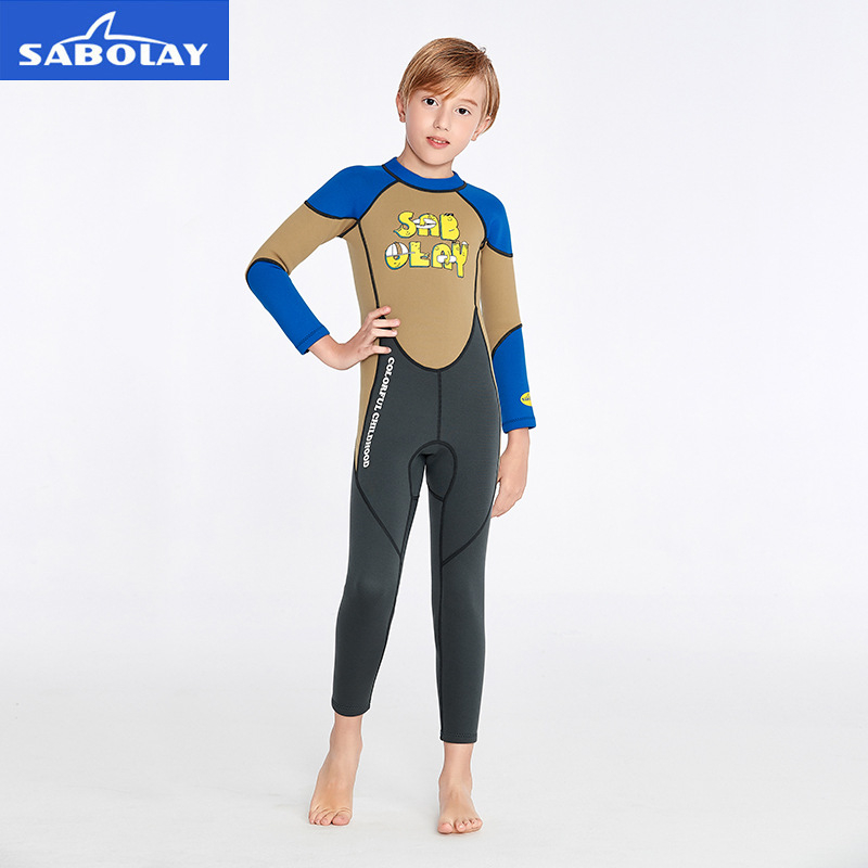 Vaikų SCR neopreno plaukimo kombinezonas su UV apsauga, karikatūros raštas, prekė Sabolay/Shark Baolai