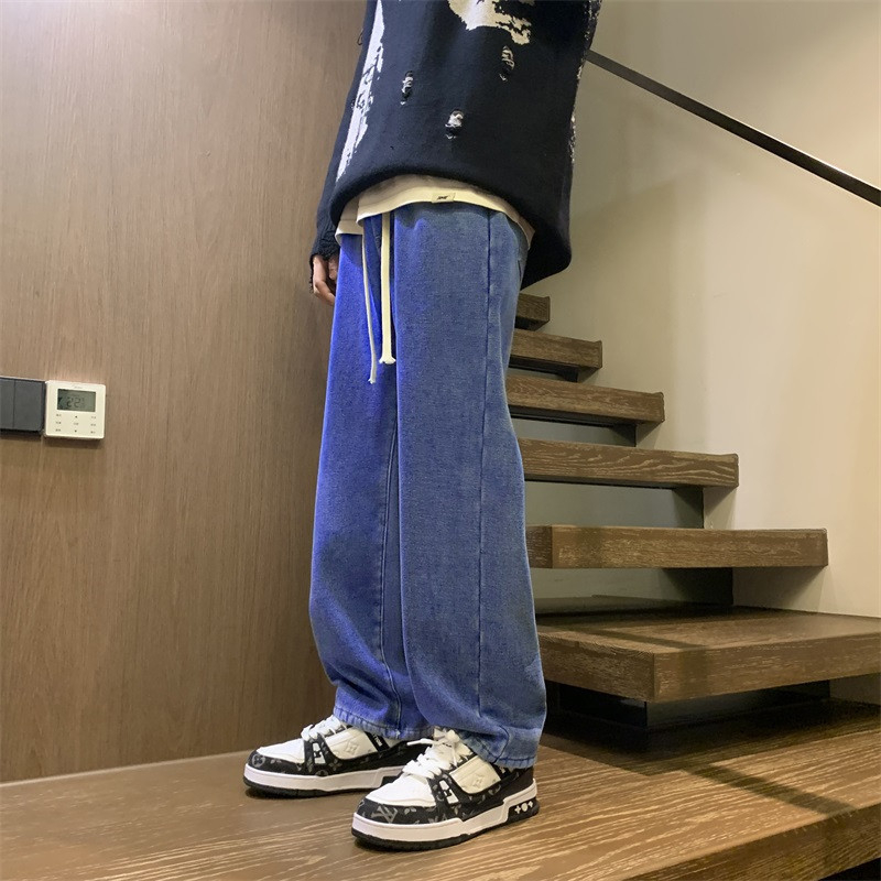 Muške traperice s flisom iznutra, vintage stil, ravni kroj, denim, srednji struk, više džepova, oprane