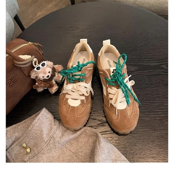 Desun kožne tenisice - Forrest Gump inspirirane, debela potplata za povećanje visine, niski gornji dio, gumena potplat, podstava od svinjske kože, vezanje šnirama