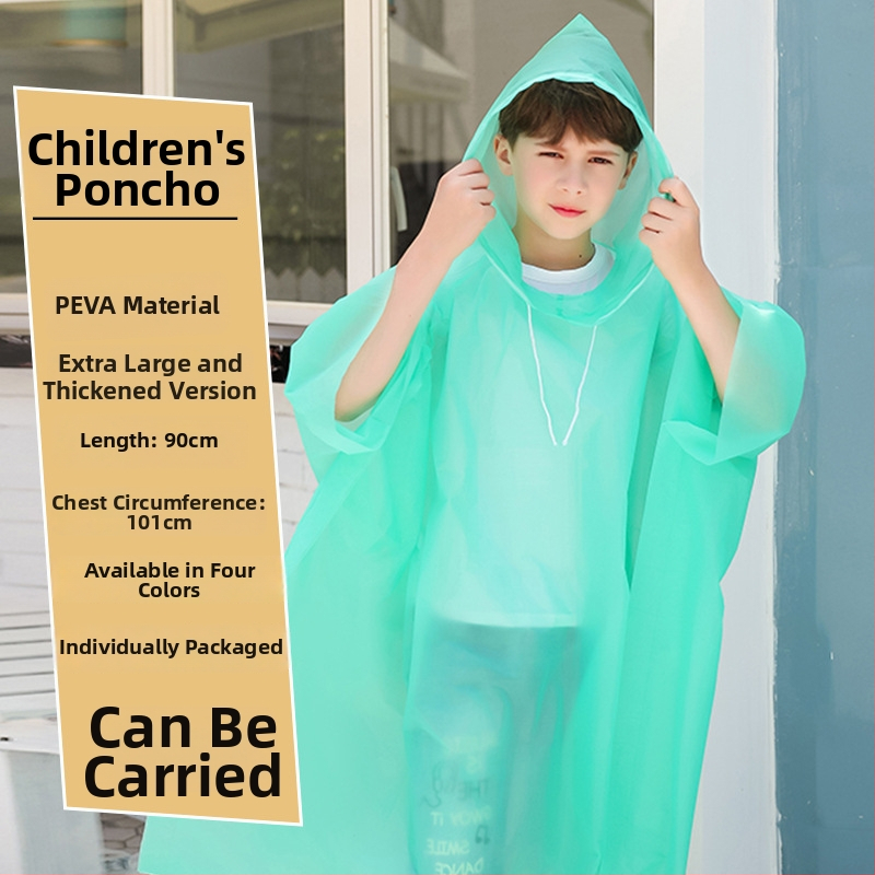 Дъждовен пончо за деца от PEVA, еднократен, дебелина 0,03 мм, портативен за пътуване