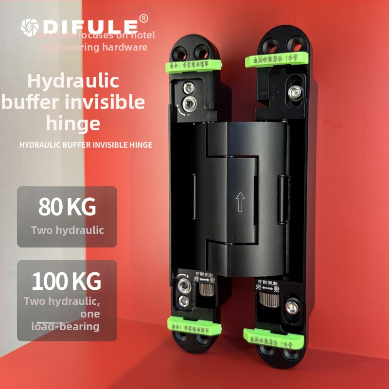 Samozatvárajúca skrytá pánt pre drevené dvere, zliatina zinku, nosnosť 80 kg, otvorenie ľavé alebo pravé, model DFL-L099V.