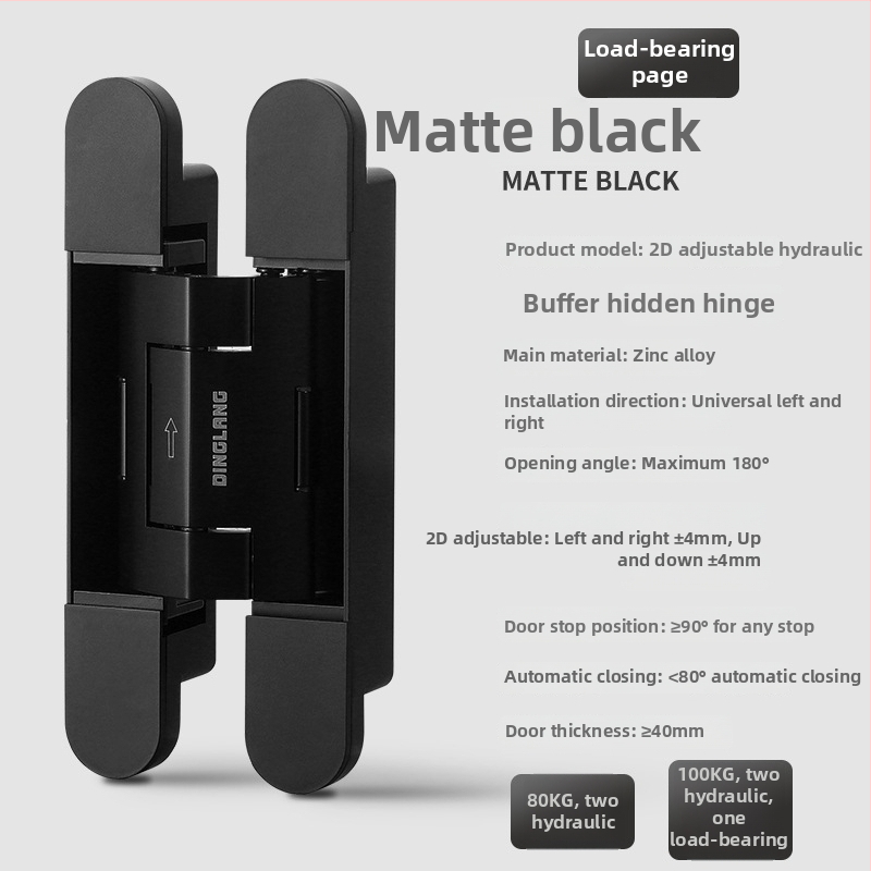 Samozatvárajúca skrytá pánt pre drevené dvere, zliatina zinku, nosnosť 80 kg, otvorenie ľavé alebo pravé, model DFL-L099V.