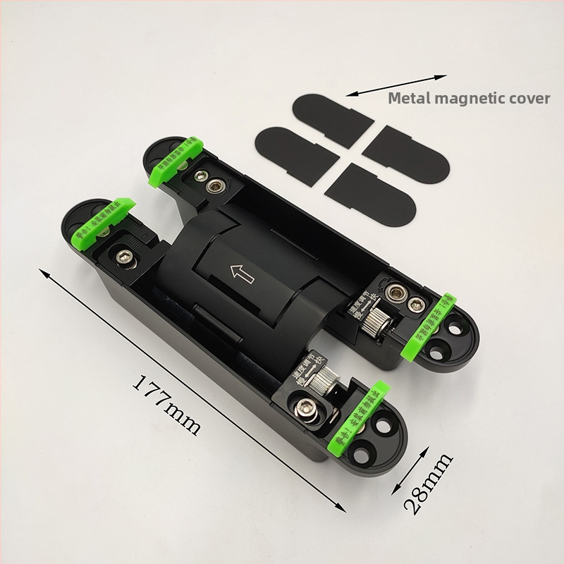 Samozatvárajúca skrytá pánt pre drevené dvere, zliatina zinku, nosnosť 80 kg, otvorenie ľavé alebo pravé, model DFL-L099V.