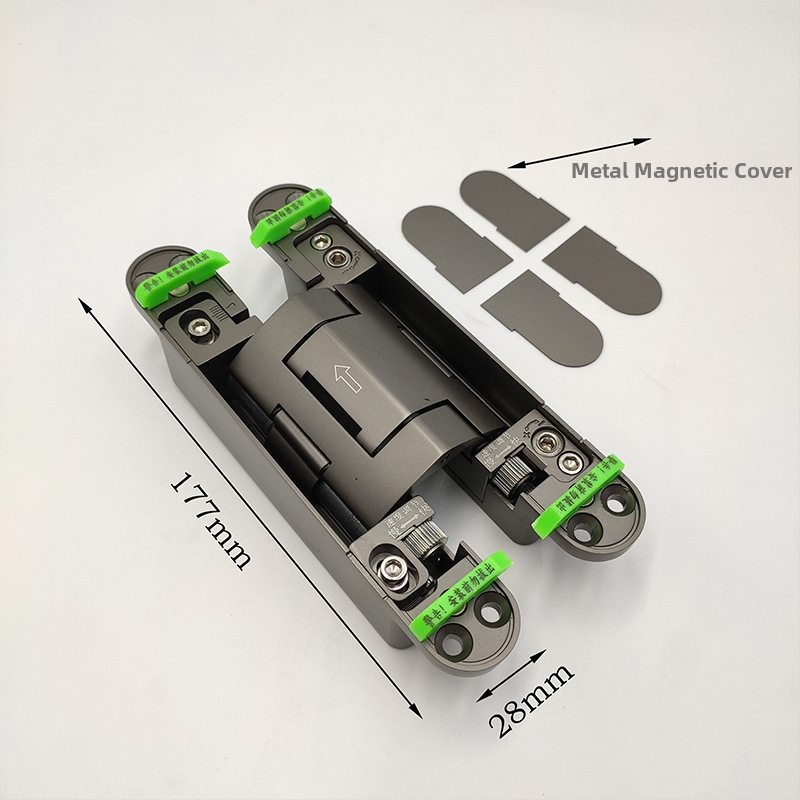 Samozatvárajúca skrytá pánt pre drevené dvere, zliatina zinku, nosnosť 80 kg, otvorenie ľavé alebo pravé, model DFL-L099V.