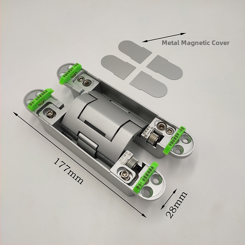 Samozatvárajúca skrytá pánt pre drevené dvere, zliatina zinku, nosnosť 80 kg, otvorenie ľavé alebo pravé, model DFL-L099V.