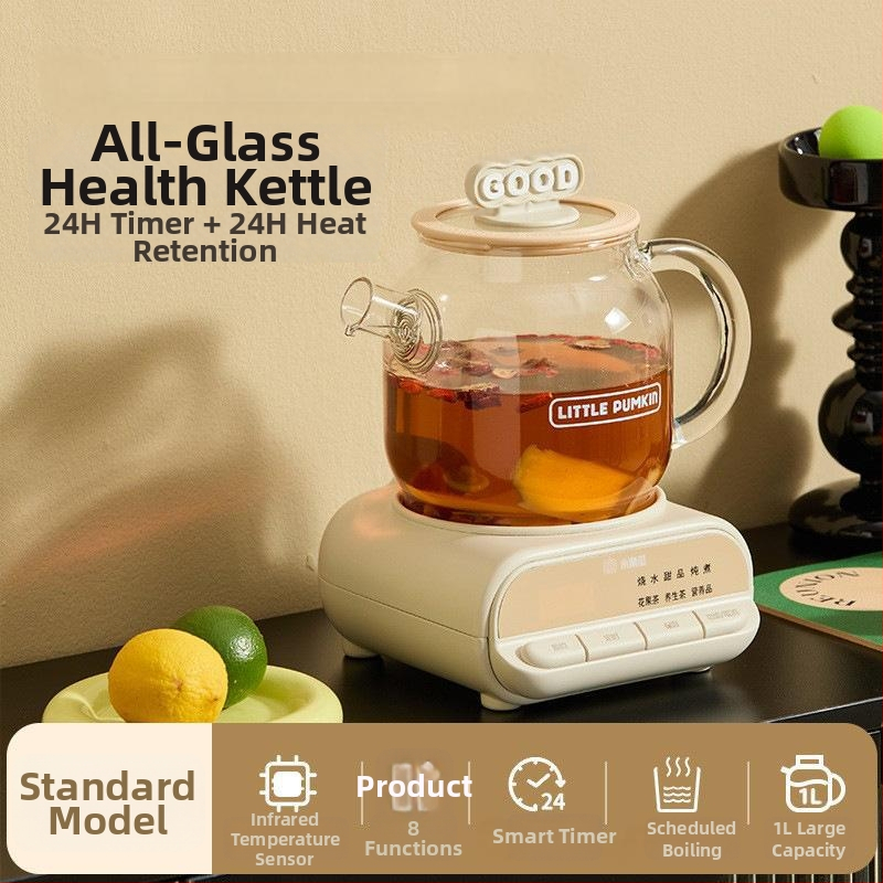 Zdravotný hrniec so skleneným telom z borosilikátového skla, objem 1 L, 220V 500W, digitálny termostat, ovládanie tlačidlom, model F1