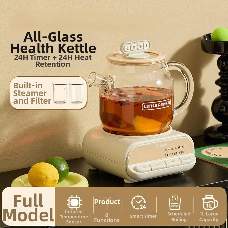 Zdravotný hrniec so skleneným telom z borosilikátového skla, objem 1 L, 220V 500W, digitálny termostat, ovládanie tlačidlom, model F1