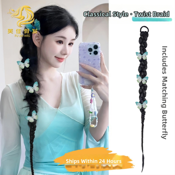 Parochňa s copom a vrkočmi, v štýle klasickej čínskej cheongsam, ručne tkaná, vysokoteplotné vlákno, model 0623