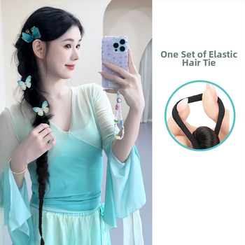 Parochňa s copom a vrkočmi, v štýle klasickej čínskej cheongsam, ručne tkaná, vysokoteplotné vlákno, model 0623