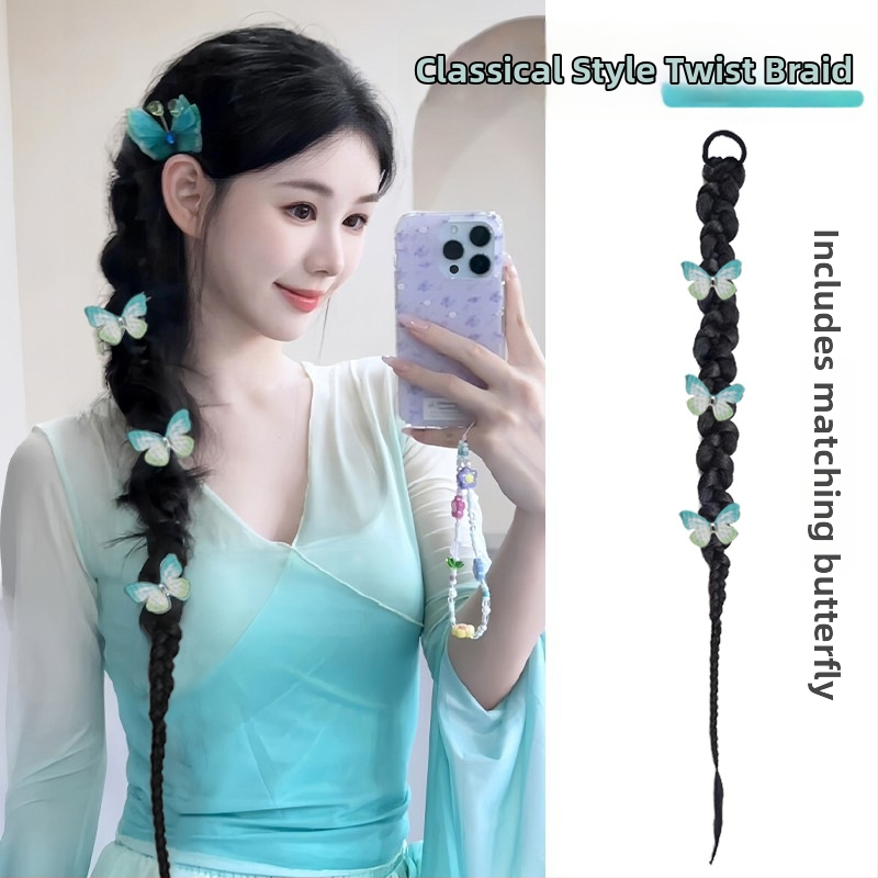 Parochňa s copom a vrkočmi, v štýle klasickej čínskej cheongsam, ručne tkaná, vysokoteplotné vlákno, model 0623