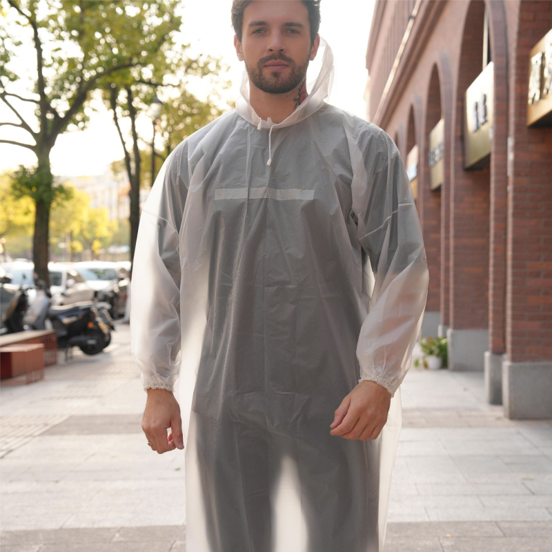 EVA дъждовен пончо за походи за възрастни с предни и задни отражателни панели, дебел EVA плат 0,15 мм, лек 150 г, компактен пакет