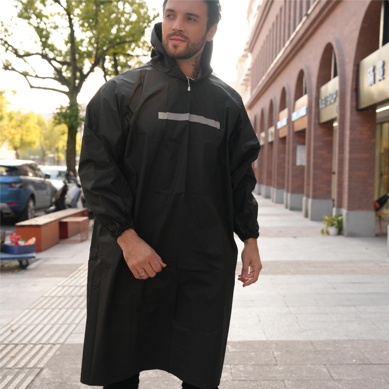 EVA дъждовен пончо за походи за възрастни с предни и задни отражателни панели, дебел EVA плат 0,15 мм, лек 150 г, компактен пакет