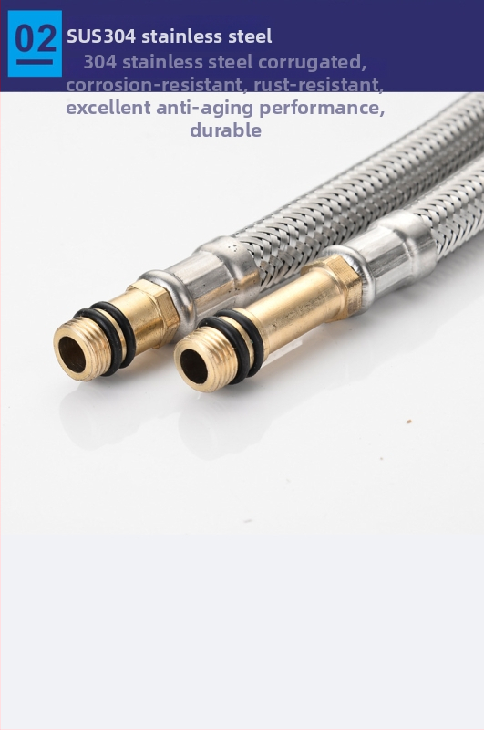 304 nerezový opletený hadicový spoj pre drezový kohútik, prívod horúcej a studenej vody, tlak 0.8-1.2 MPa, teplota 0-90°C, spojenie s maticou
