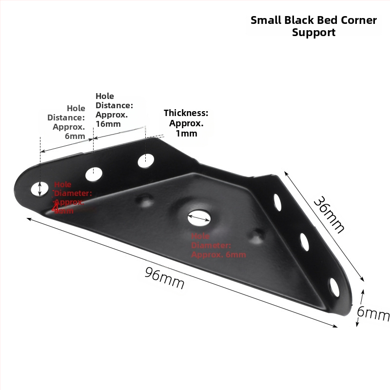Queen uholná opora – posilnené trojstranné kovové upevňovacie prvky pre ľavú a pravú stranu postele, za studena valcovaný oceľ, lakovaný povrch