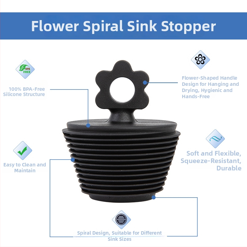 Silikonski čep za odvod sudopera – prehrambene kvalitete, otporan na mirise i vodootporan, marka YH, mogućnost privatne marke