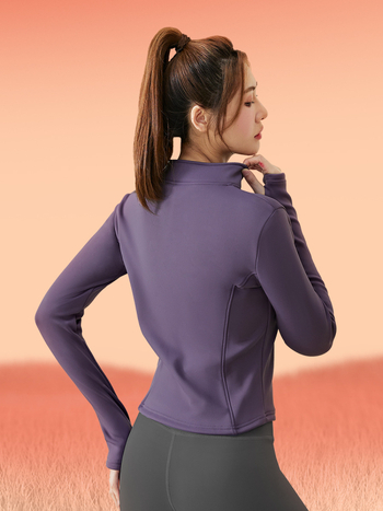 Дамско зимно спортно яке с флисово подплътяване, дълъг ръкав, стояща яка, без качулка, полиестерова смес