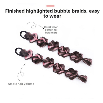 Parochňa s bubble copom a chvostom, vlákna odolné voči teplu, stredná až dlhá dĺžka, prirodzený vzhľad pre ženy