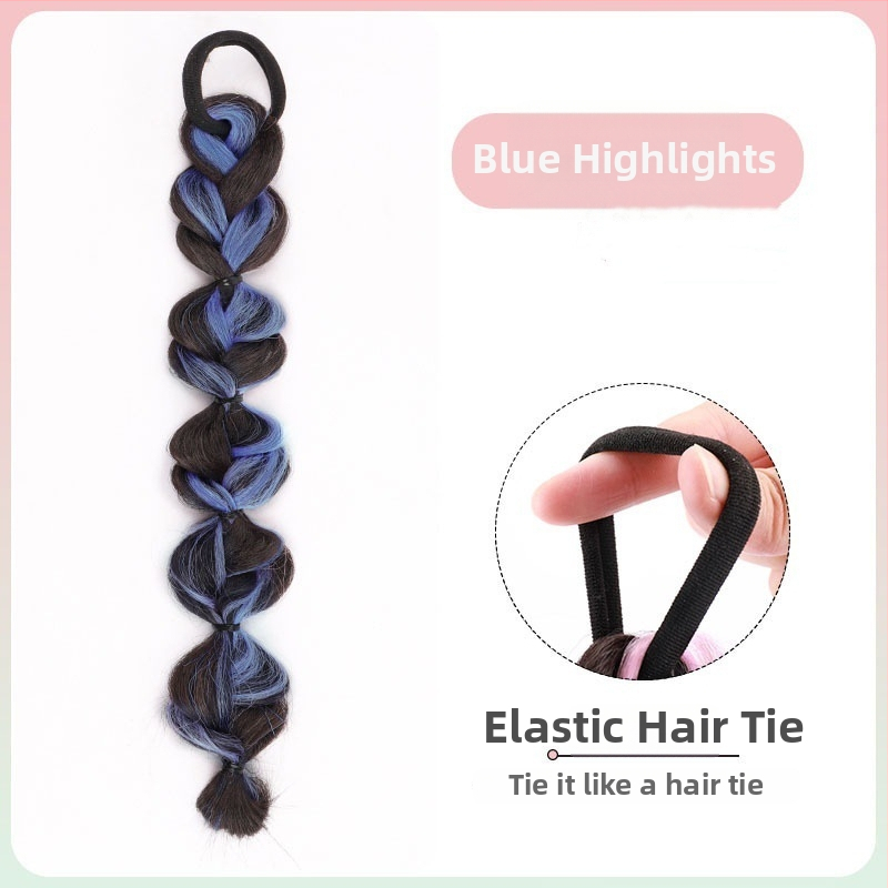 Parochňa s bubble copom a chvostom, vlákna odolné voči teplu, stredná až dlhá dĺžka, prirodzený vzhľad pre ženy