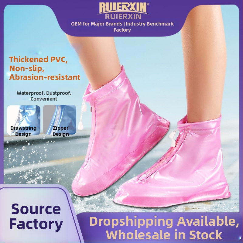 Unisex nepremokavé krytie na topánky pre vonkajšie cestovanie, hrubé PVC, protišmyčné, odolné voči opotrebeniu