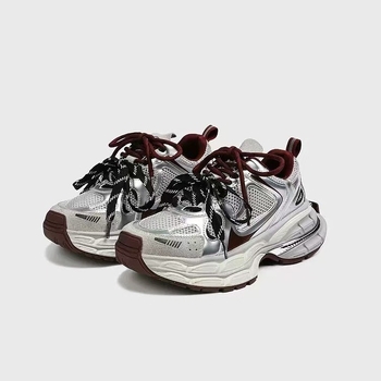 Dad Shoes, sieťový vršok, okrúhla špička, hrubá podrážka 6–8 cm, gumová podrážka