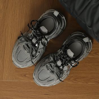 Dad Shoes, sieťový vršok, okrúhla špička, hrubá podrážka 6–8 cm, gumová podrážka