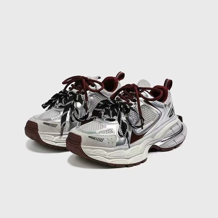 Dad Shoes, sieťový vršok, okrúhla špička, hrubá podrážka 6–8 cm, gumová podrážka