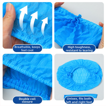 Hrubé jednorazové návleky na topánky z netkanej textílie, priedušné, protišmykové, prachotesné pre domáce použitie; hrúbka 300 g; 100 ks v balení