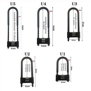 U-tvarový zámok s heslom na sklenené dvere a elektrické bicykle, celokovový mechanický bezpečnostný zámok, značka Liren, model U-lock, hrúbka tyče 16 mm
