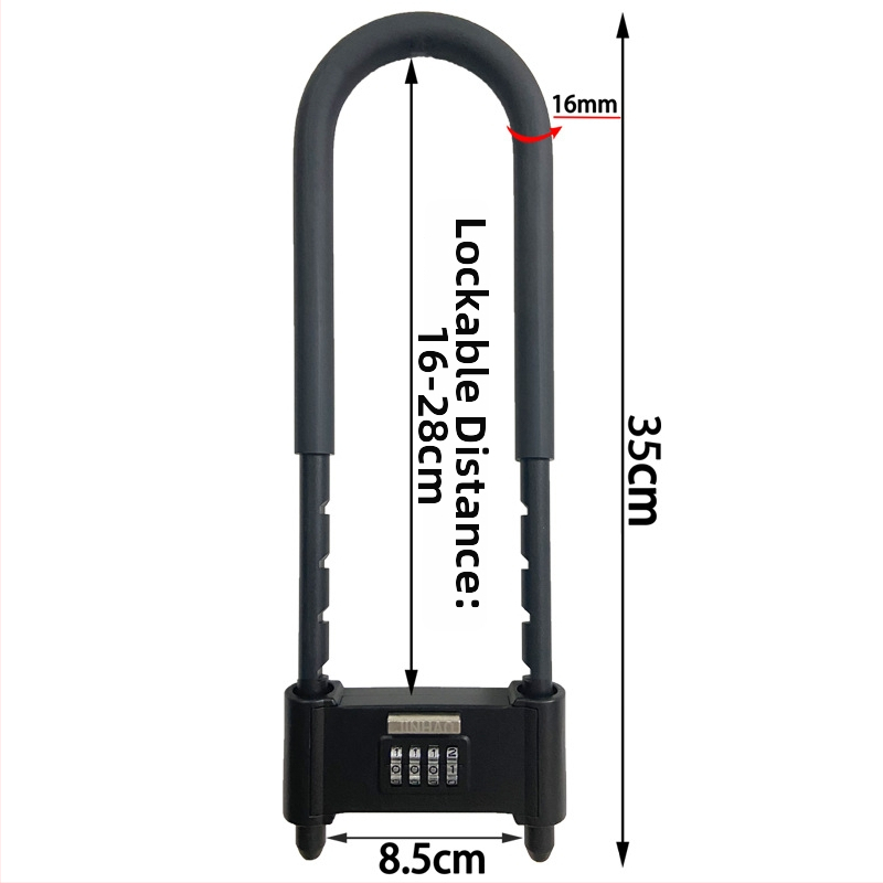 U-tvarový zámok s heslom na sklenené dvere a elektrické bicykle, celokovový mechanický bezpečnostný zámok, značka Liren, model U-lock, hrúbka tyče 16 mm