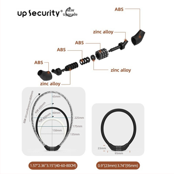Kombinovaný zámok na bicykel, model 1B, zliatina zinku, 300 g, pre bicykle a elektrické vozidlá