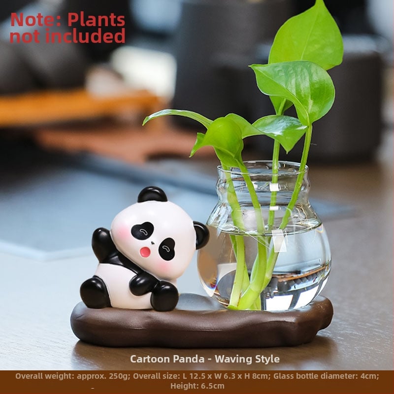 Panda hydroponická váza – stolová ozdoba, živica, kreslený štýl, moderný minimalistický vzhľad, Smart Forest