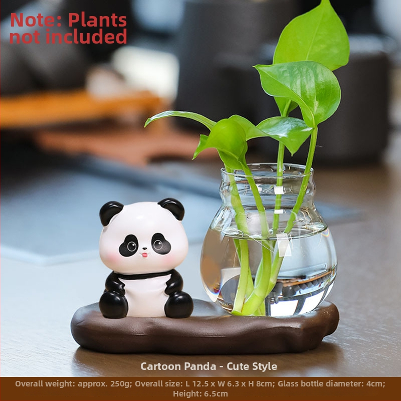 Panda hydroponická váza – stolová ozdoba, živica, kreslený štýl, moderný minimalistický vzhľad, Smart Forest