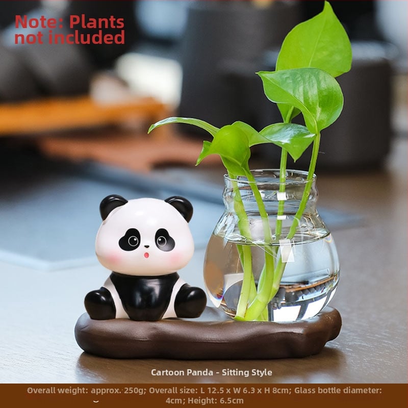 Panda hydroponická váza – stolová ozdoba, živica, kreslený štýl, moderný minimalistický vzhľad, Smart Forest